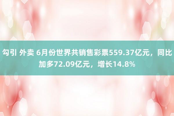 勾引 外卖 6月份世界共销售彩票559.37亿元，同比加多72.09亿元，增长14.8%