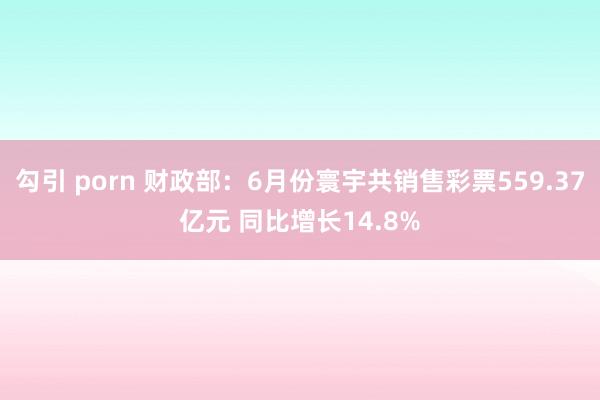 勾引 porn 财政部：6月份寰宇共销售彩票559.37亿元 同比增长14.8%