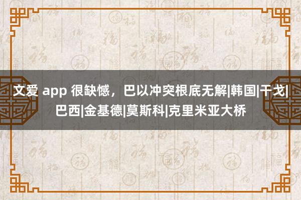 文爱 app 很缺憾，巴以冲突根底无解|韩国|干戈|巴西|金基德|莫斯科|克里米亚大桥